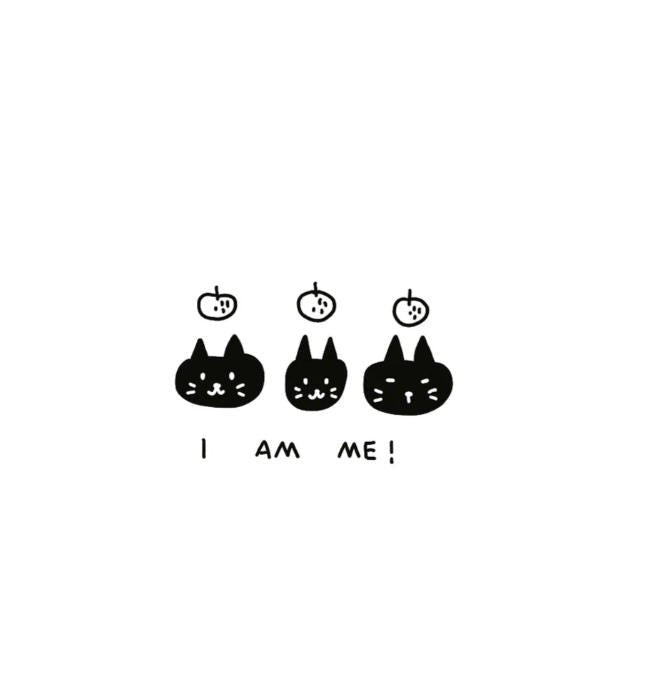 Three Cats — I Am Me temporary tattoo with three cats and the words “I AM ME!”