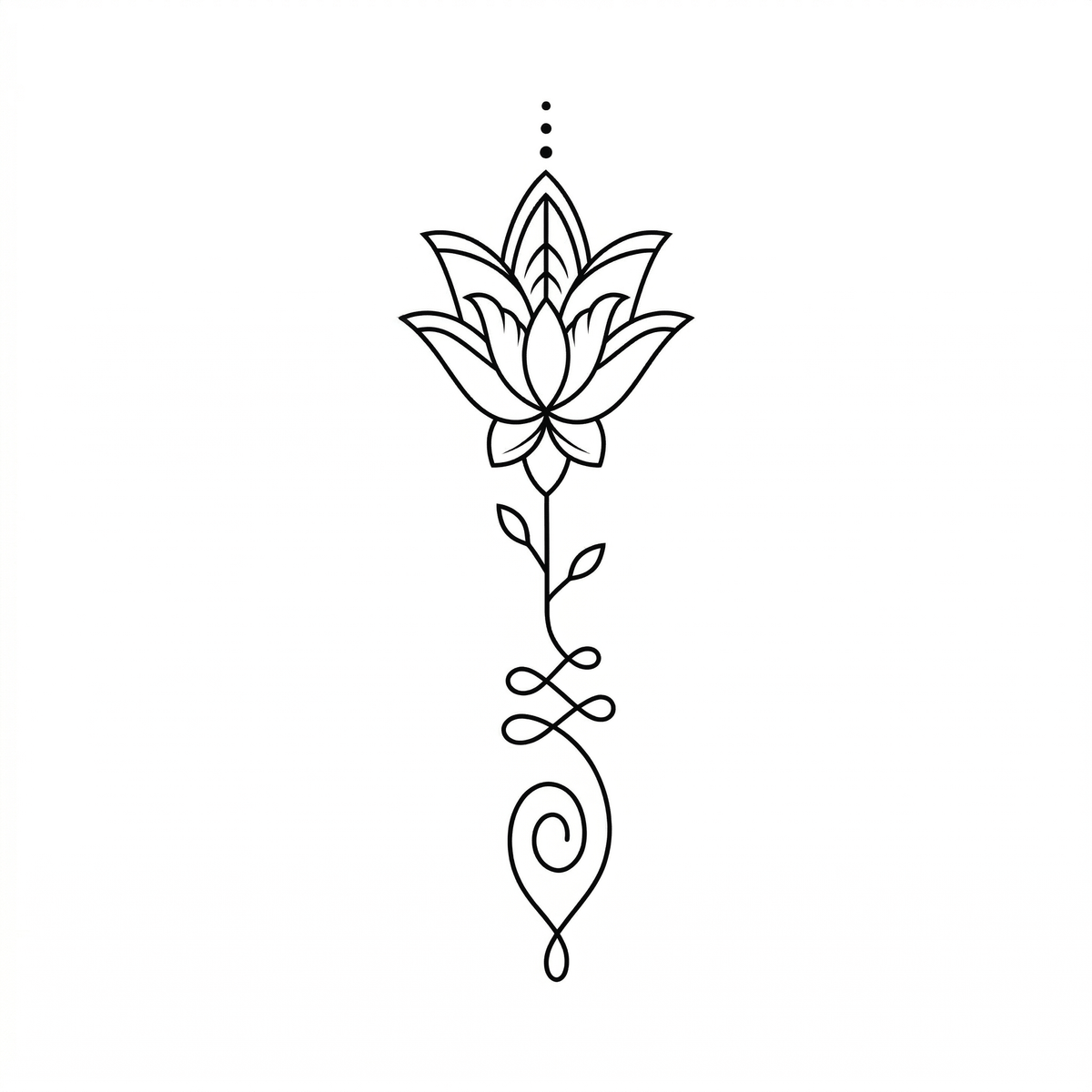 Illustrative lotus temporary tattoo design