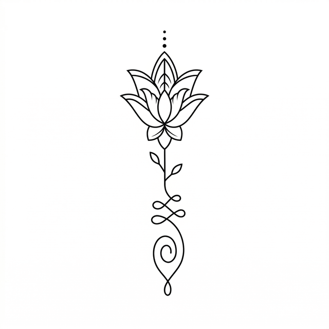 The artwork features lotus unalome ornament.
