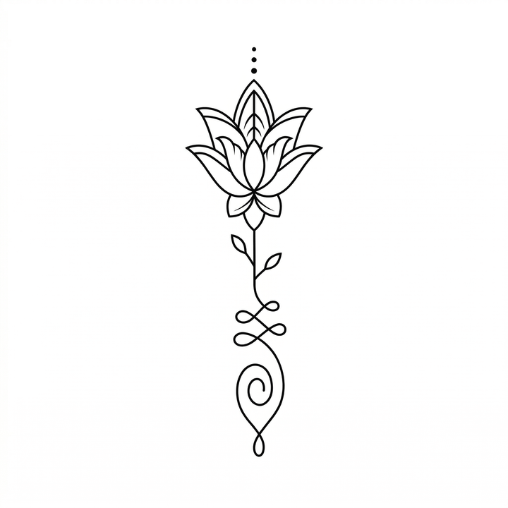 The artwork features lotus unalome ornament.