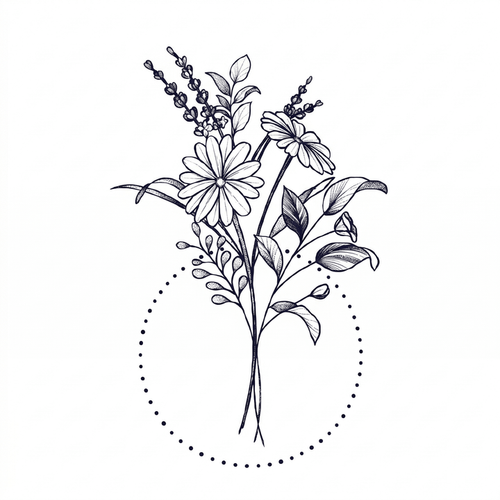 Illustrative flower temporary tattoo design