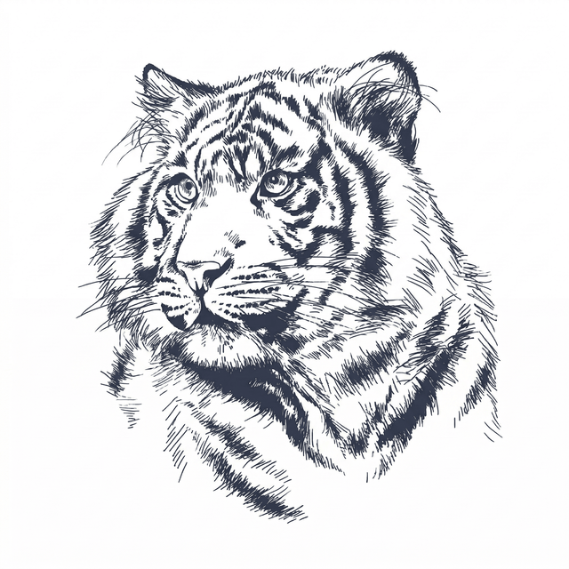 The artwork features a realistic tiger portrait.