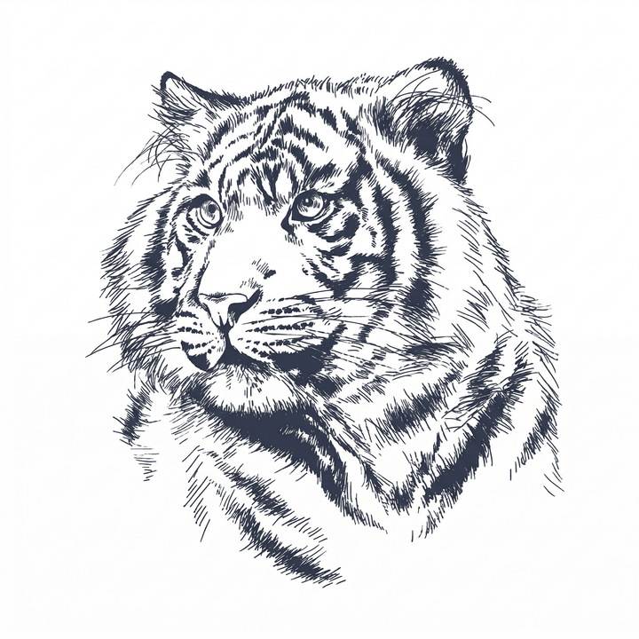 The artwork features a realistic tiger portrait.