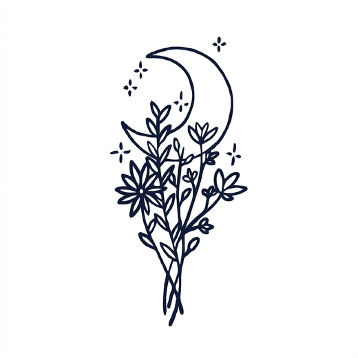 Illustrative moon temporary tattoo design