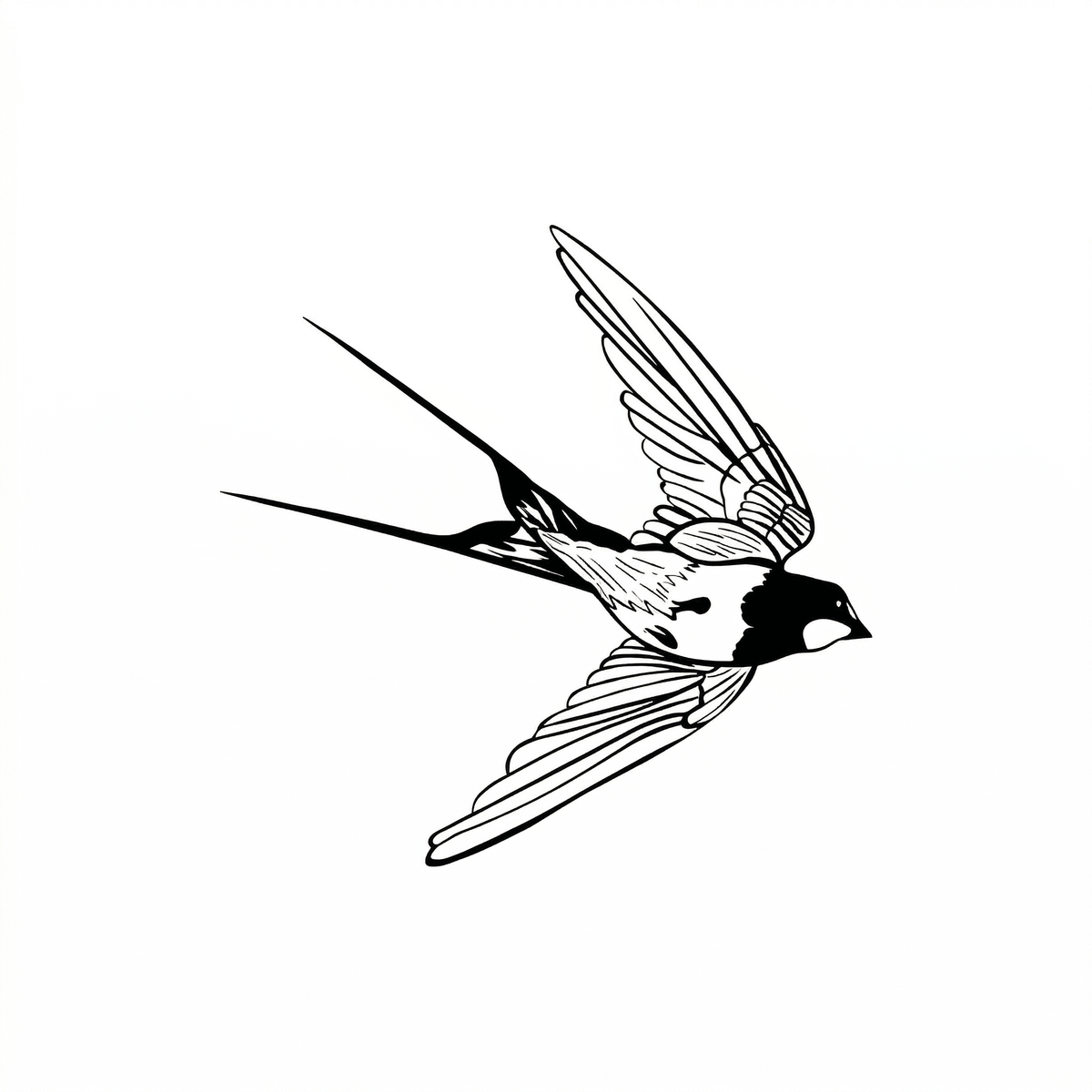 Minimal swallow temporary tattoo design