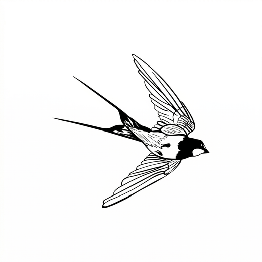 The artwork features a minimal flying swallow.