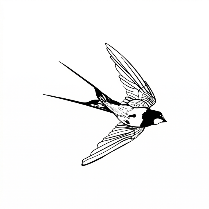 Minimal swallow temporary tattoo design