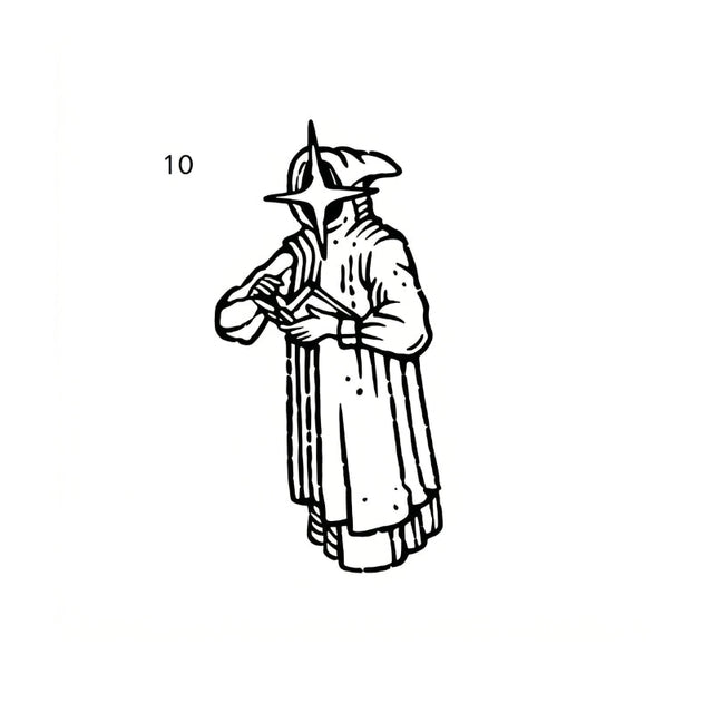 antique engraving temporary tattoo featuring wizard