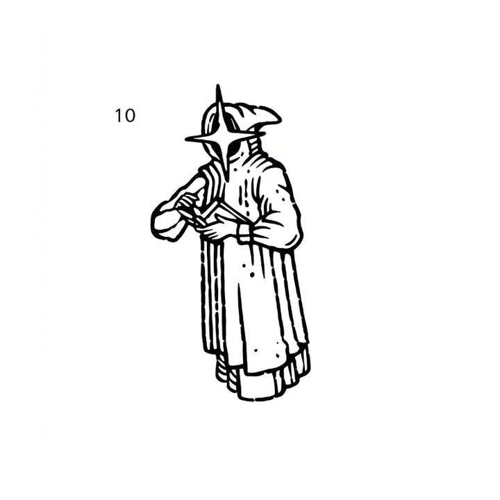 antique engraving temporary tattoo featuring wizard