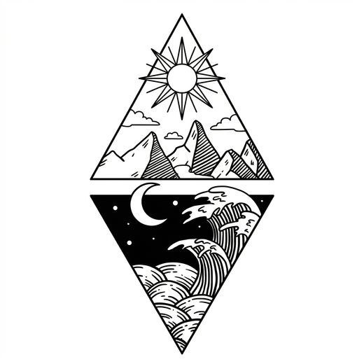 Geometric mountain temporary tattoo design