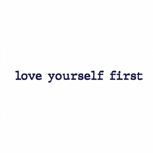 Temporary tattoo reading “love yourself first” in typewriter lettering