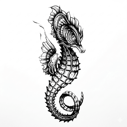 Illustrative seahorse temporary tattoo design