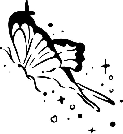 fine-line illustration temporary tattoo featuring butterfly