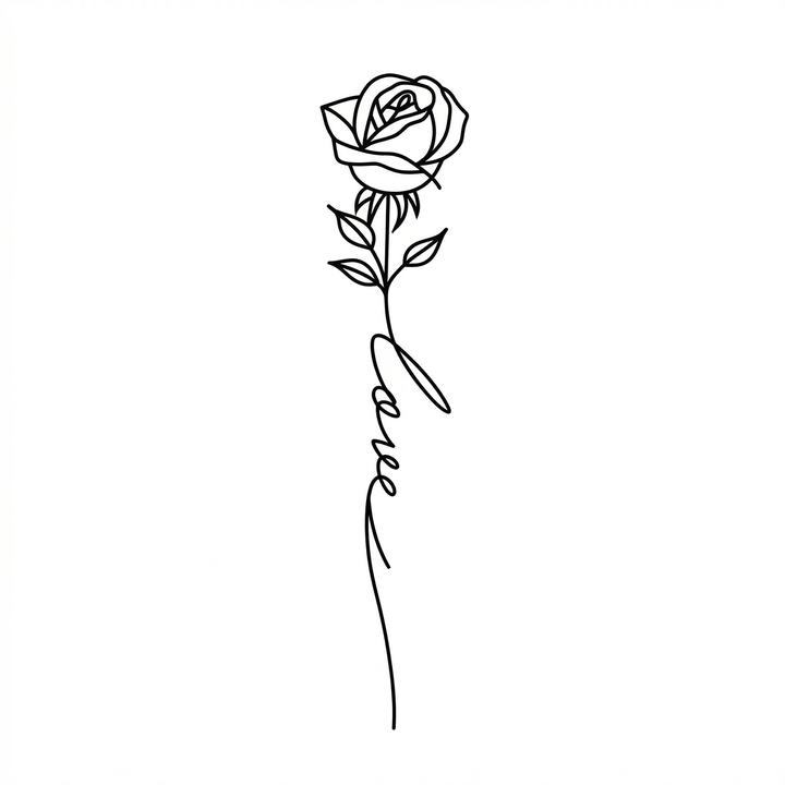 Minimal rose temporary tattoo design