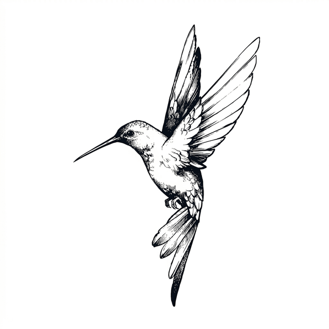 The artwork features a realistic hummingbird.