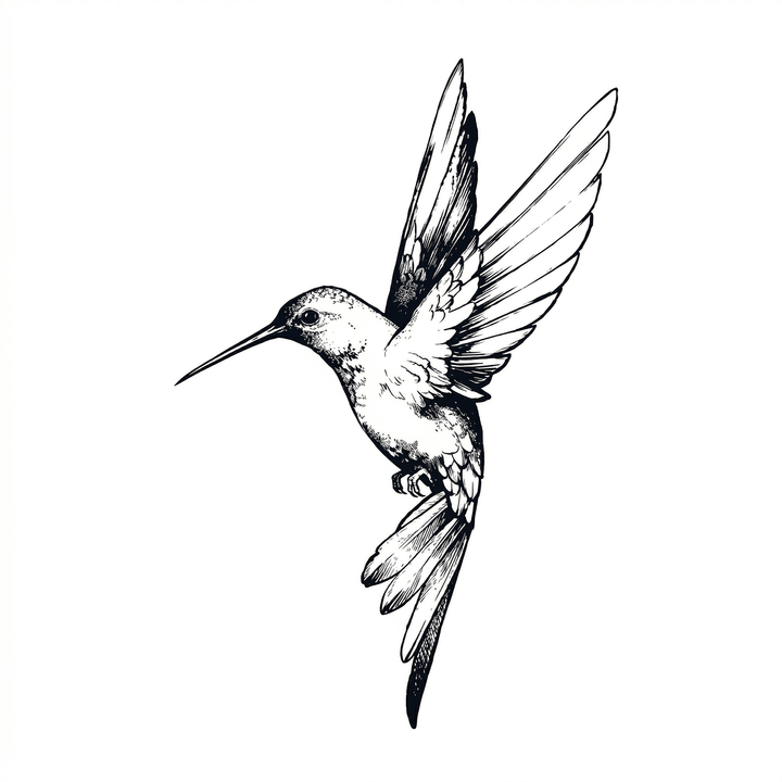 Minimal hummingbird temporary tattoo design