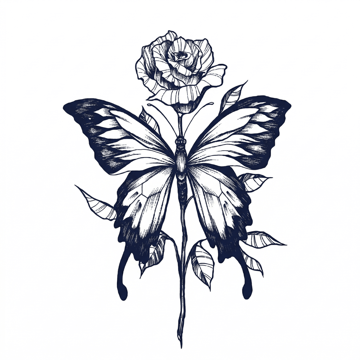 Illustrative butterfly temporary tattoo design