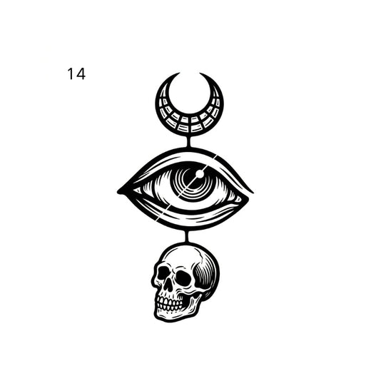 The artwork features a gothic crescent eye and skull totem.