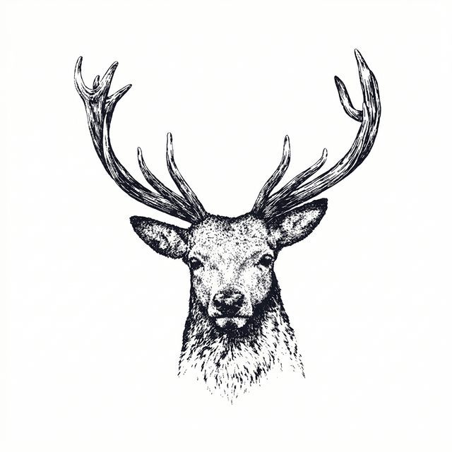The artwork features stag head with antlers.