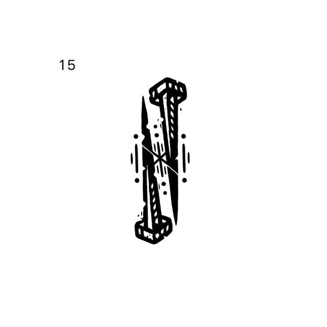 antique engraving temporary tattoo featuring coffin and star