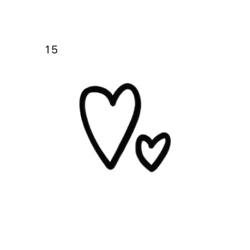 The artwork features two outline hearts.