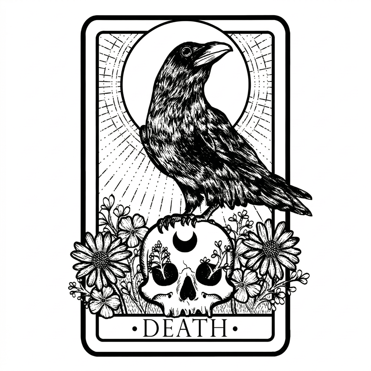 Illustrative tarot card temporary tattoo design