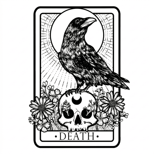 The artwork combines graphic imagery with the visible text “DEATH”.