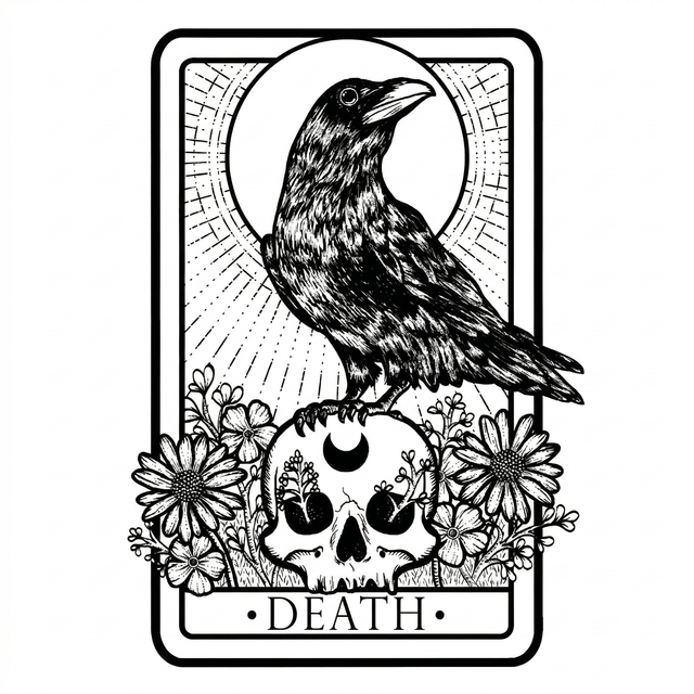 The artwork combines graphic imagery with the visible text “DEATH”.