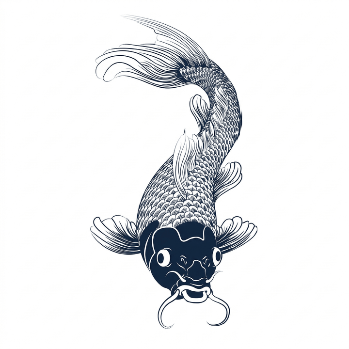 Illustrative koi fish temporary tattoo design