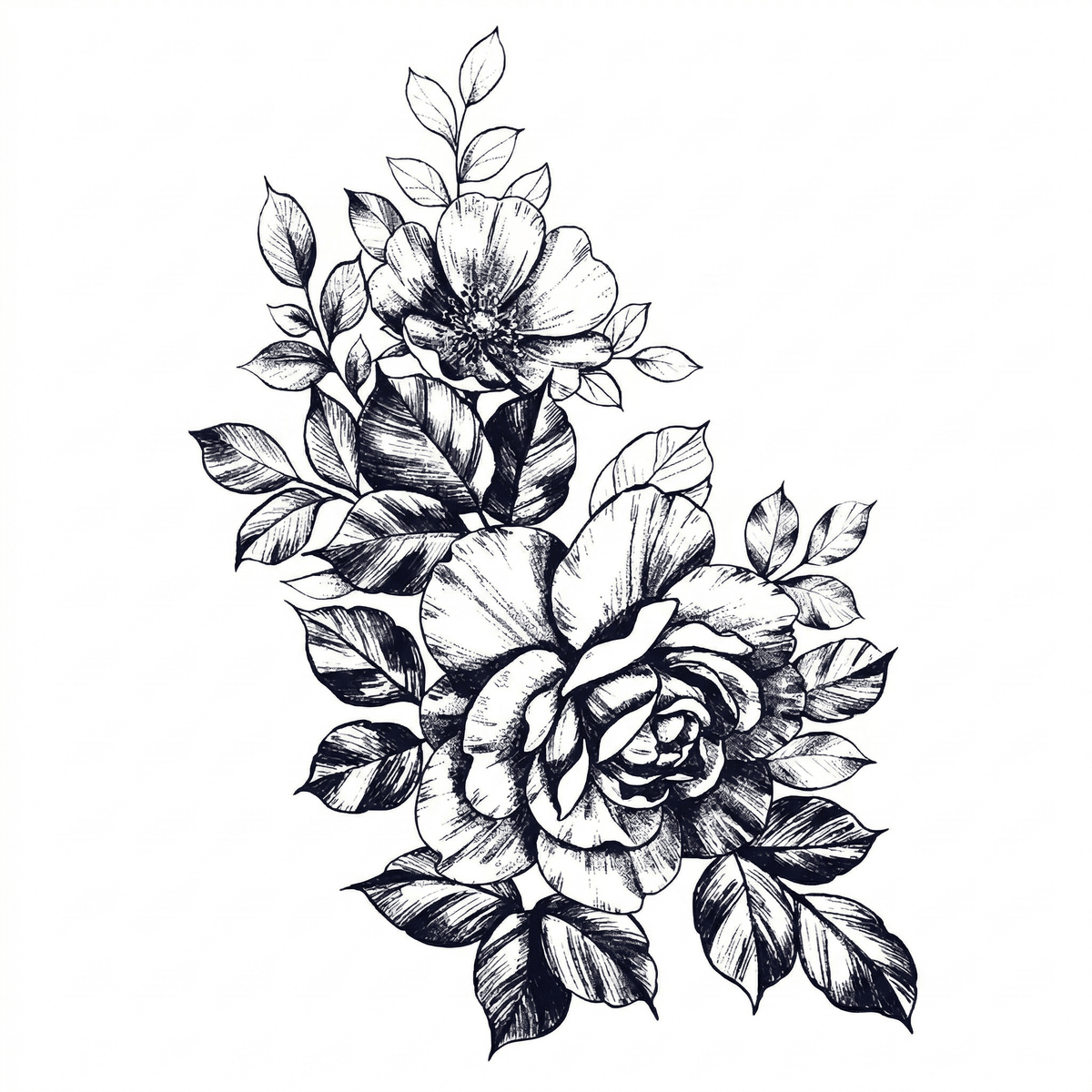 Sketch flower temporary tattoo design