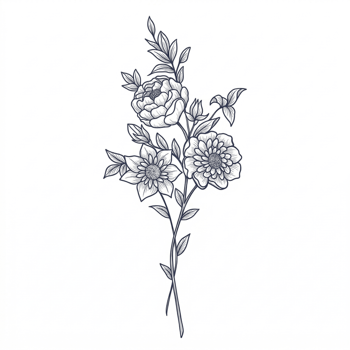 Illustrative flower temporary tattoo design