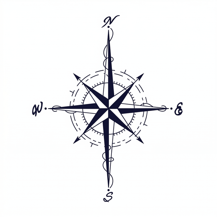 Minimal compass temporary tattoo design