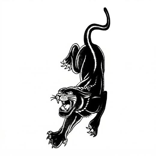 Illustrative panther temporary tattoo design