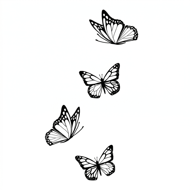 The artwork features a four-butterfly trail.