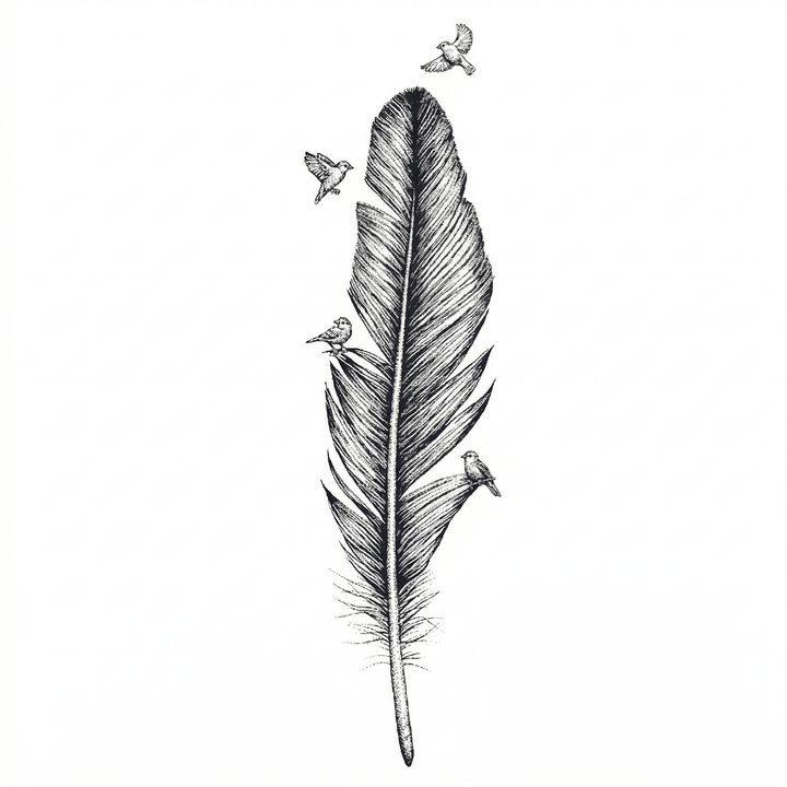 Minimal feather temporary tattoo design