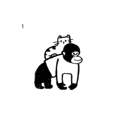 black ink doodle temporary tattoo featuring three stacked cats
