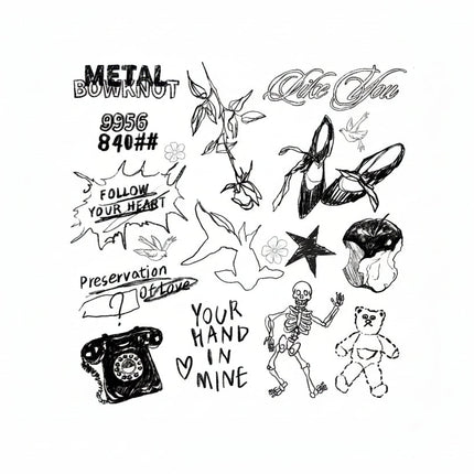 The Raw Emotion Archive • Sketchbook Temporary Tattoo - JUST PRESS