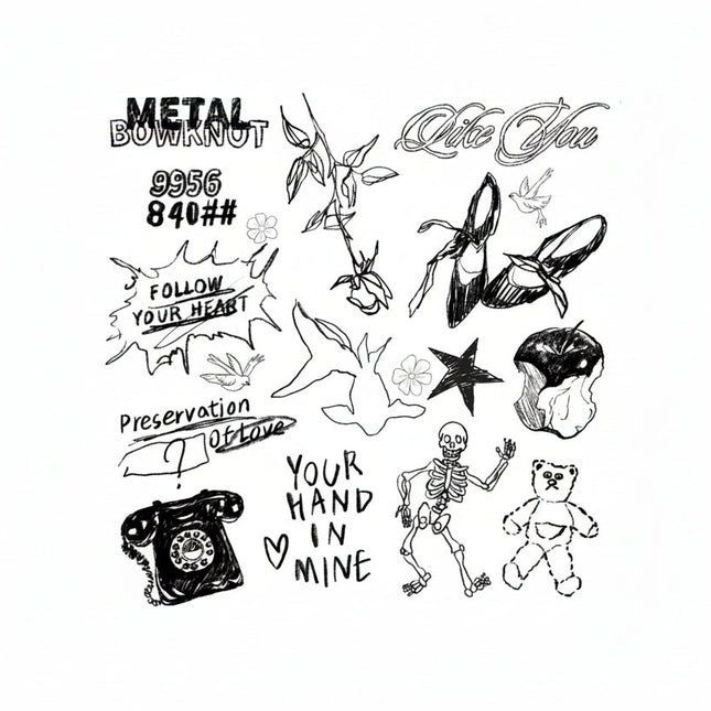 The Raw Emotion Archive • Sketchbook Temporary Tattoo - JUST PRESS