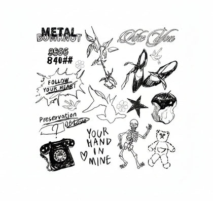 The Raw Emotion Archive • Sketchbook Temporary Tattoo - JUST PRESS