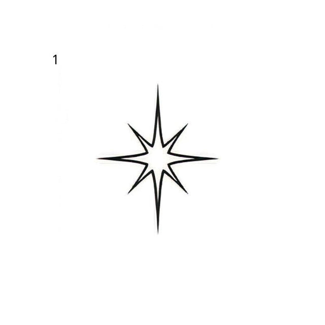The artwork features a long-point eight-point star.