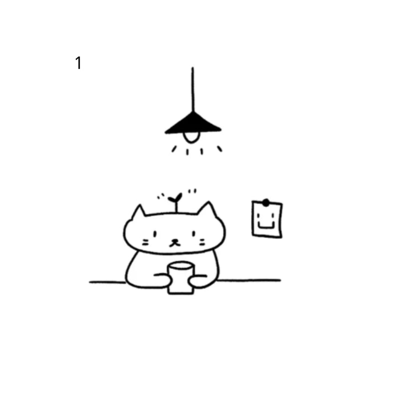minimal doodle temporary tattoo featuring cat at a café table