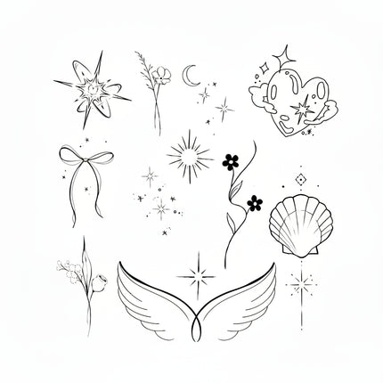 The Ethereal Reverie Archive • Fine Line & Y2K Temporary Tattoo - JUST PRESS