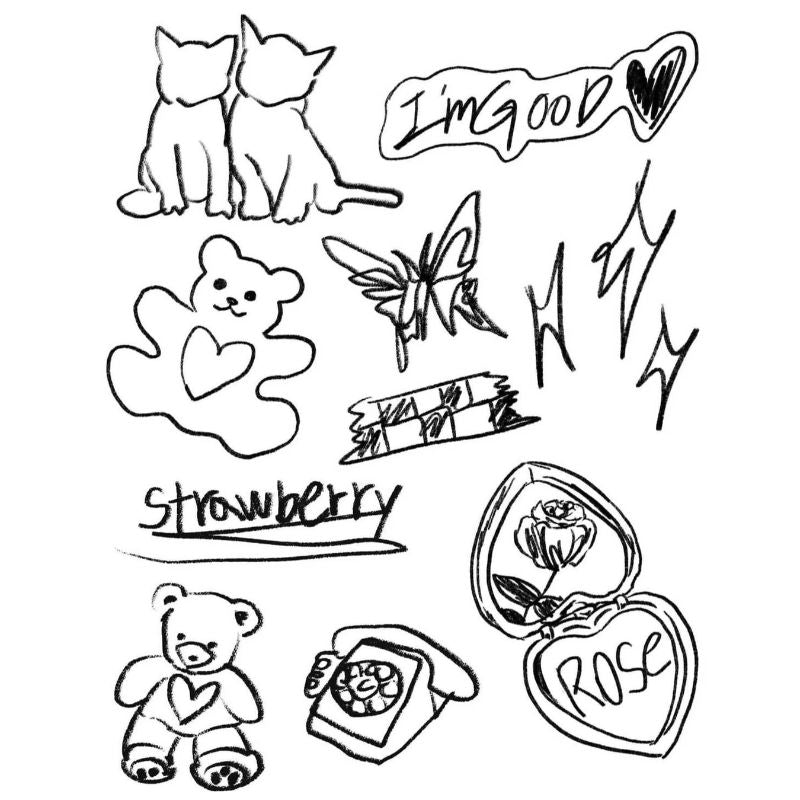 The Naive Nostalgia Archive • Indie Sketch Temporary Tattoo - JUST PRESS