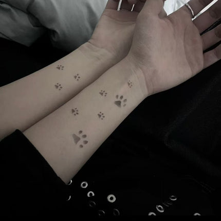 Temperature Color - Changing Paw Print Temporary Tattoo - Jet Black to Pink Magic Ink - JUST PRESS