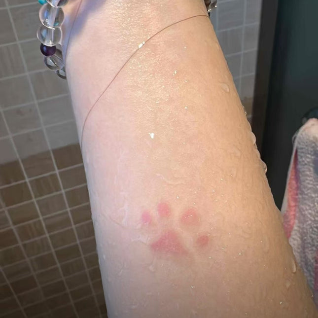 Temperature Color - Changing Paw Print Temporary Tattoo - Jet Black to Pink Magic Ink - JUST PRESS