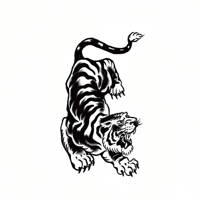 The artwork features a crouching traditional tiger.