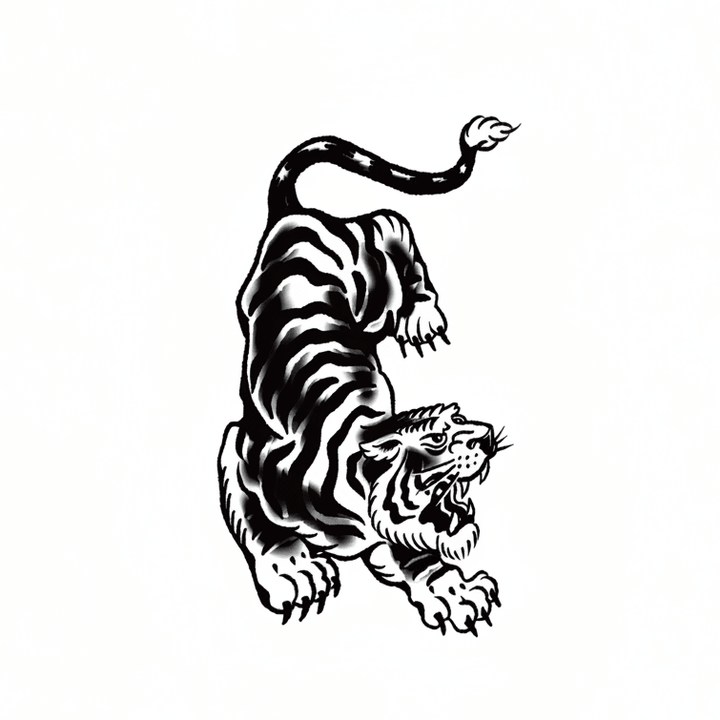 The artwork features a crouching traditional tiger.
