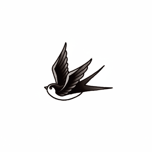 Engraving swallow temporary tattoo design