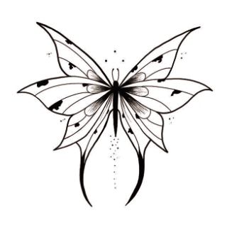 The artwork features a celestial shattered-wing butterfly.