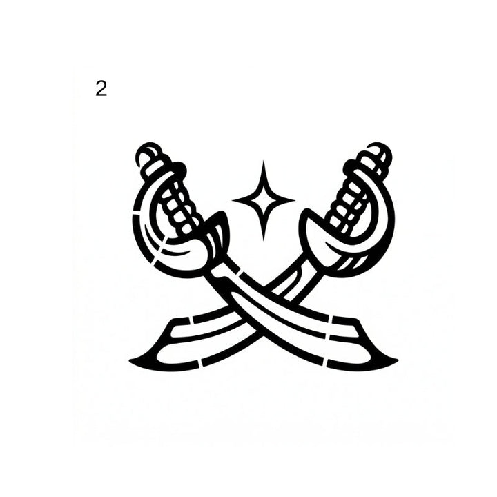 bold antique engraving temporary tattoo featuring crossed daggers